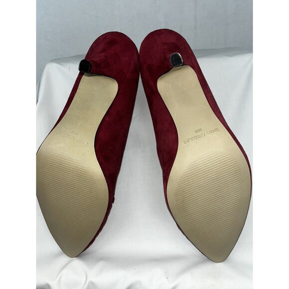 Enzo Angiolini Red Suede Pleated Toe With Bow Woman’s Heels Size 9.5 M - Picture 12 of 15